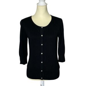 Victor Alfaro Cashmere/Silk/Cotton Blend Black Button Front Cardigan Size PM